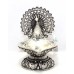 Oil Lamp Diya 925 Sterling Silver Temple Pooja Prayer Peacock W 565